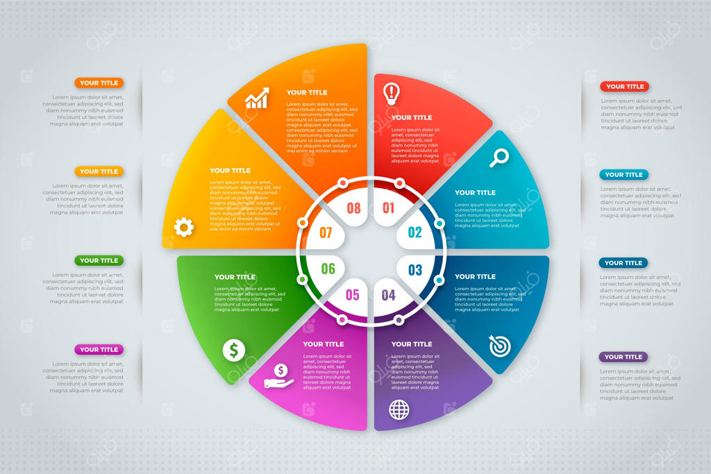 طراحی اینفوگرافیک مراحل به صورت گرادیان