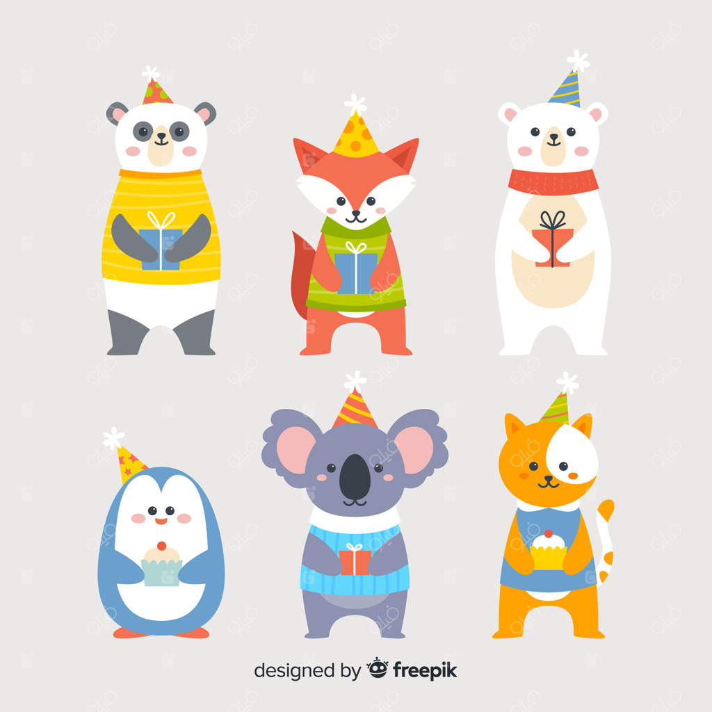 پس‌زمینه‌ حیوانات بامزه برای تولد