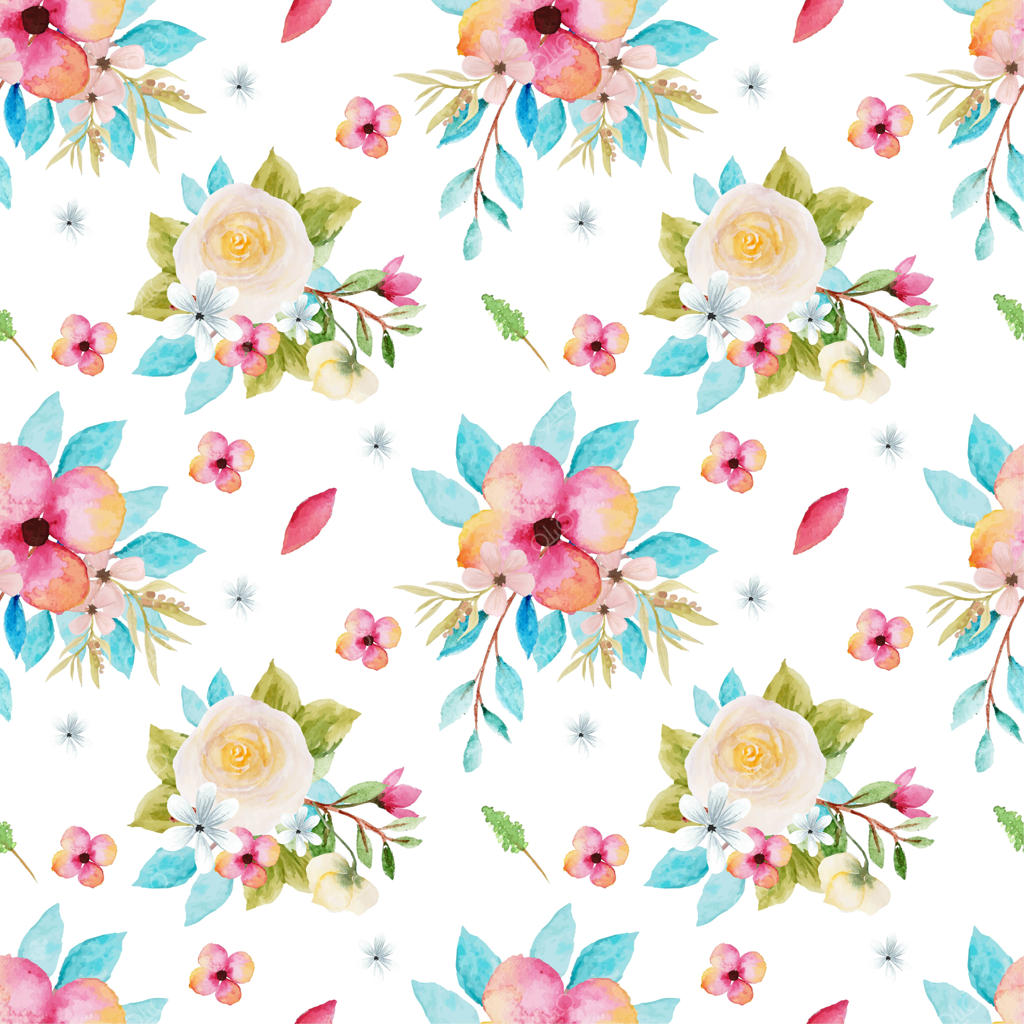 الگوی گل‌دار آبرنگی بدون درز با گل‌های رنگارنگ