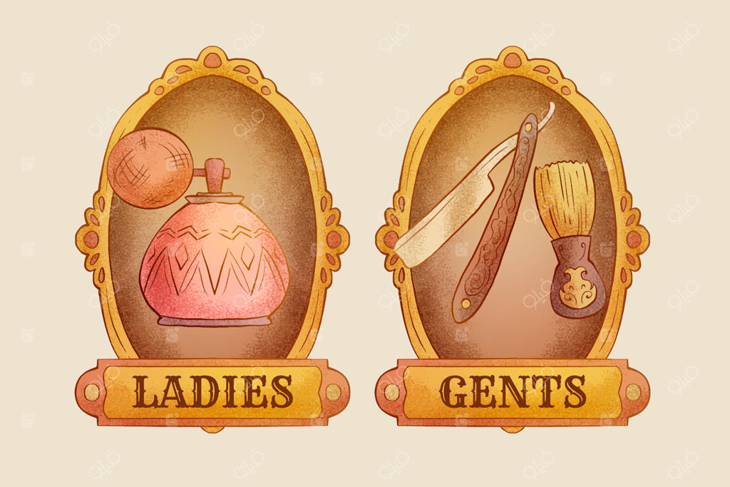 تصویرسازی دست‌کشیده قدیمی بانوان و آقایان