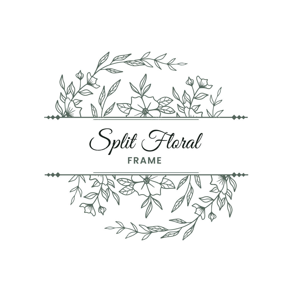 مونوگرام گل‌دار برش‌خورده با طرح دستی گل و برگ