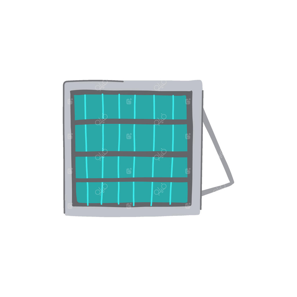 تصویر کارتونی پنل های خورشیدی تجدیدپذیر