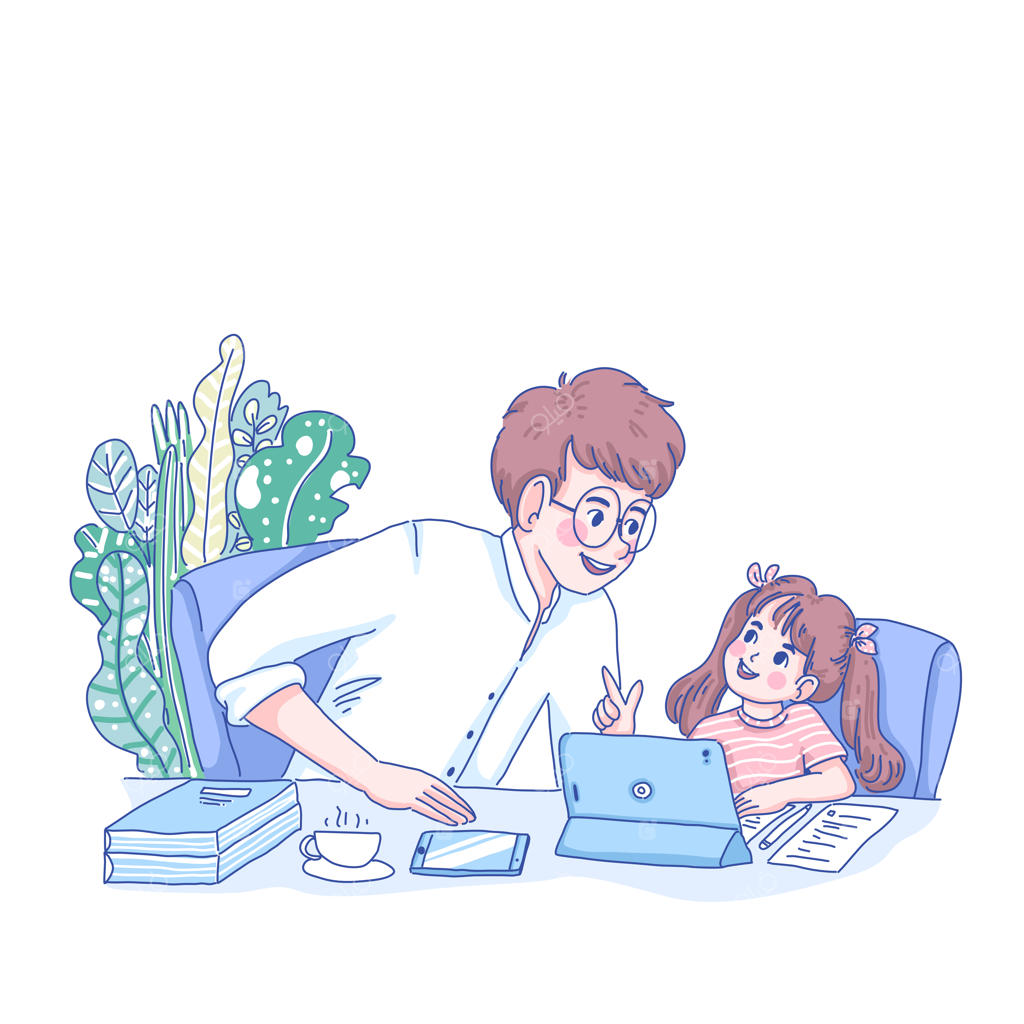 درس خواندن کودکان در خانه همراه با پدر