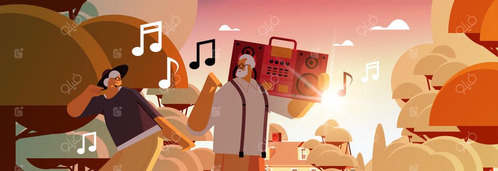 جشن و شادی سالمندان با ضبط‌ صوت و بلندگوی پرقدرت: پدربزرگ و مادربزرگ‌ها در دوران پیری پرنشاط