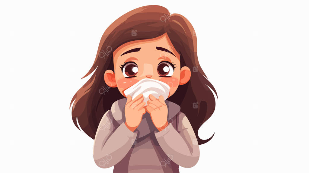 دختر بچه ناراحت با ماسک - تصویر کارتونی وکتور