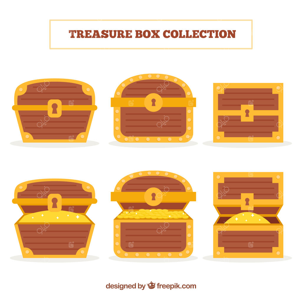 مجموعه جعبه گنج چوبی با طراحی ساده و تخت