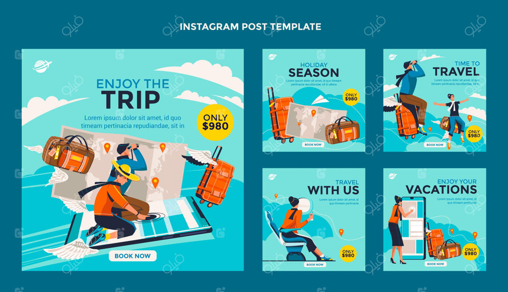 پست اینستاگرام سفر با طراحی تخت