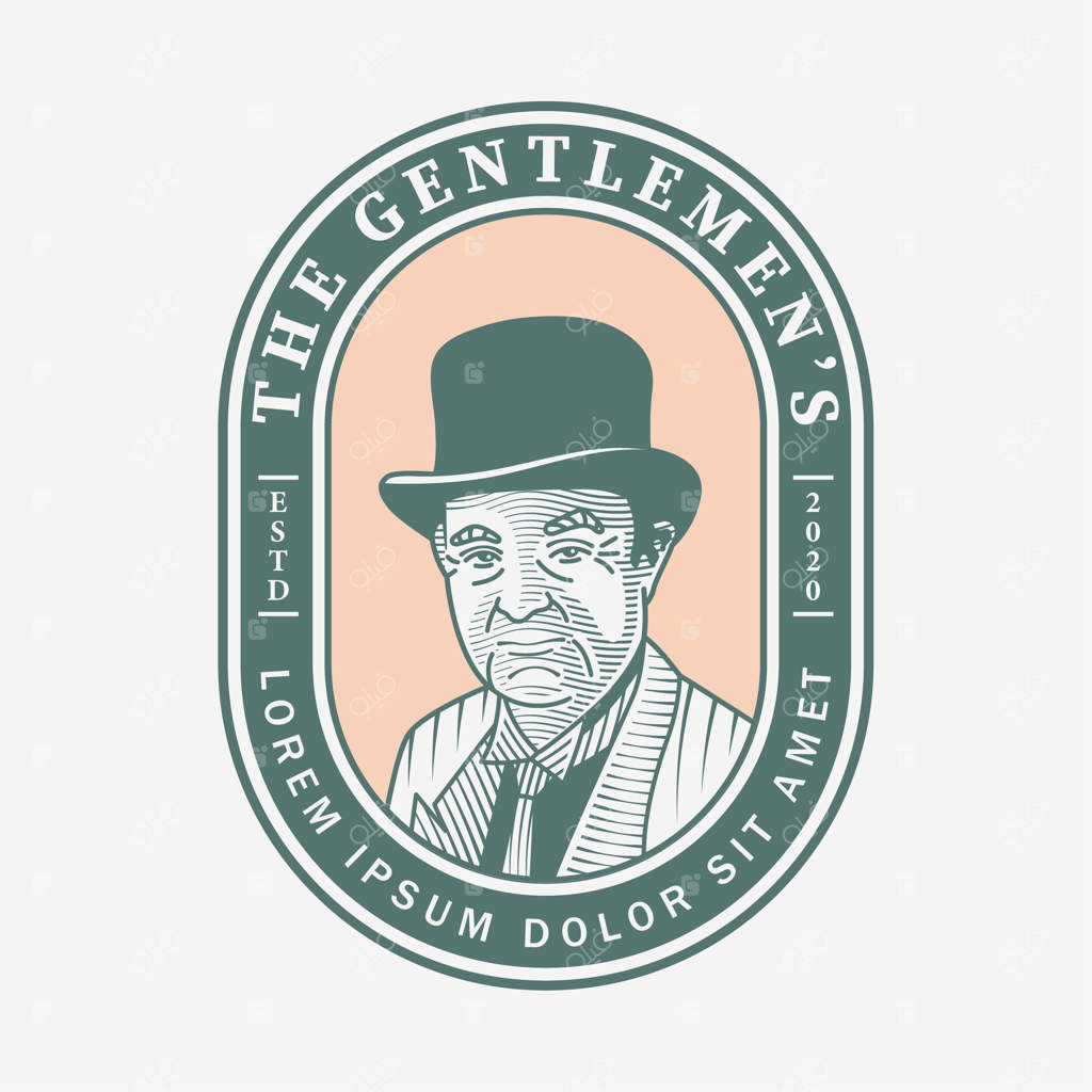 طراحی دستی لوگوی کلاسیک آقایان