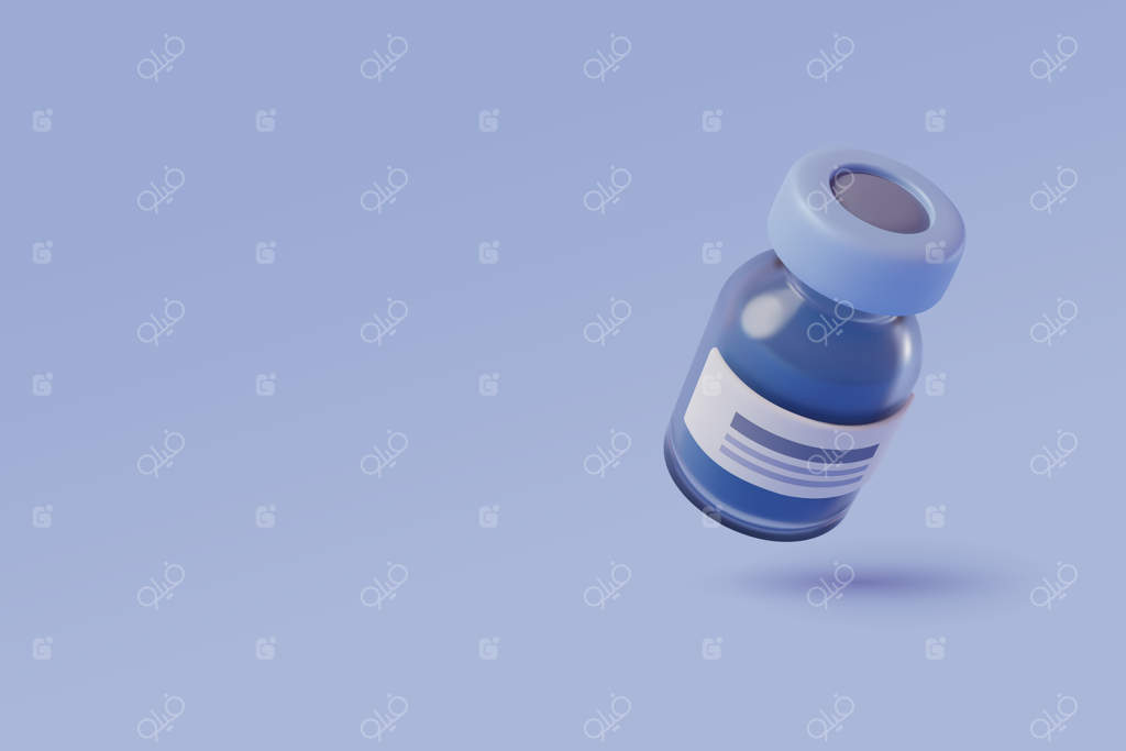 بطری واقع‌گرایانه یک‌بار مصرف پزشکی، مفهوم تزریق واکسن، وکتور EPS 10.