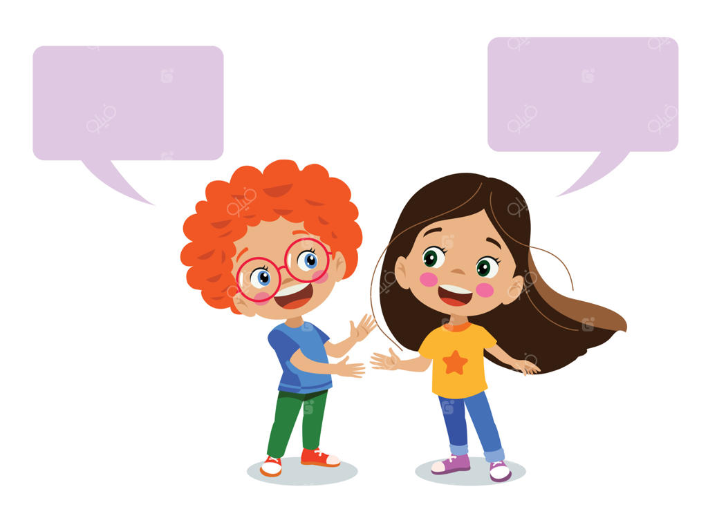 پسران و دختران خوشحال و بامزه در حال گفتگو