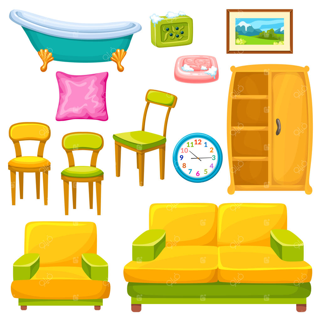 مجموعه نمادهای مبلمان.