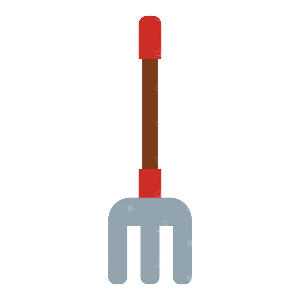 چنگک باغبانی مزرعه: روستا محصول را برداشت کرد. کشاورزی کودکانه و بامزه