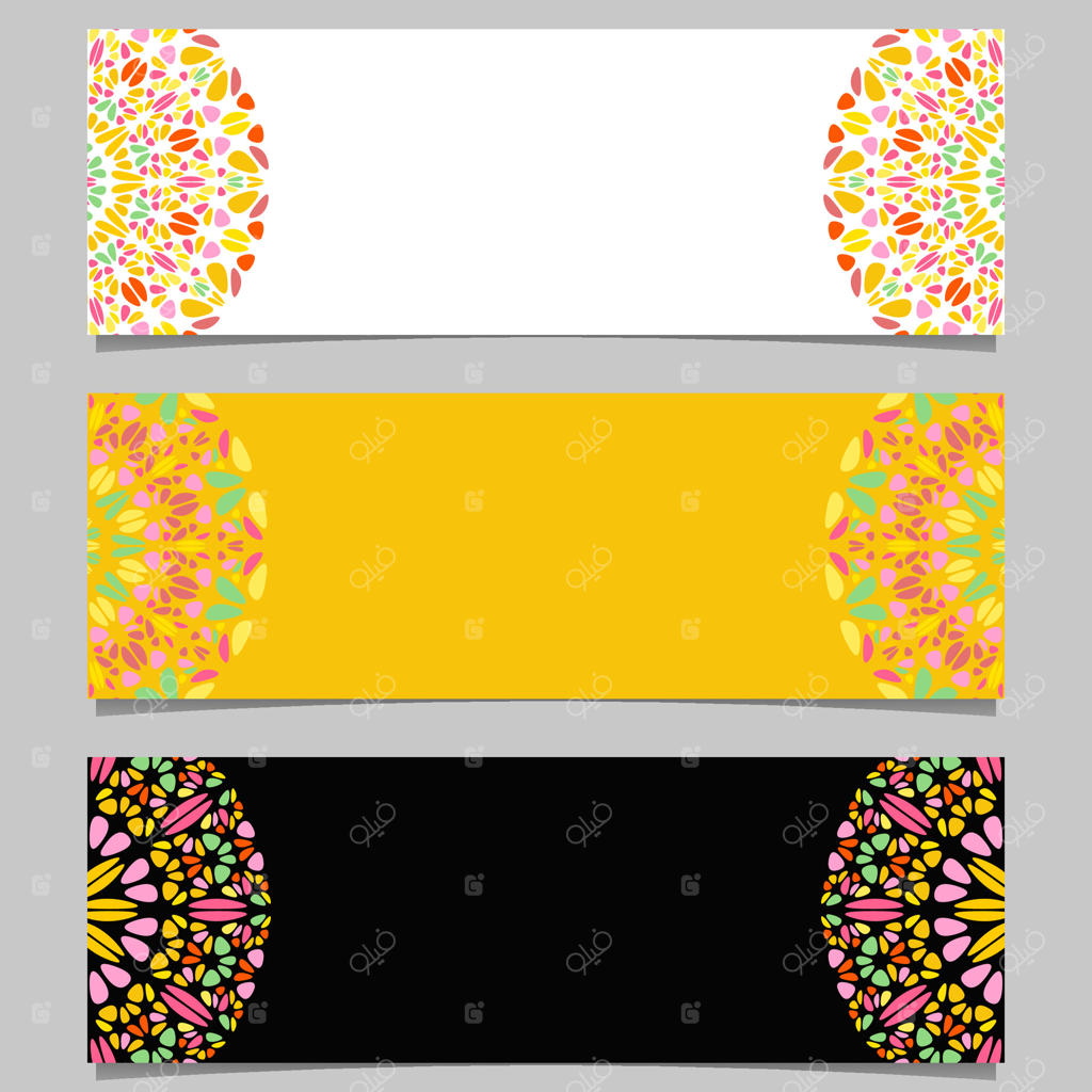 مجموعه بنر ماندالای هندسی رنگارنگ و گل‌دار