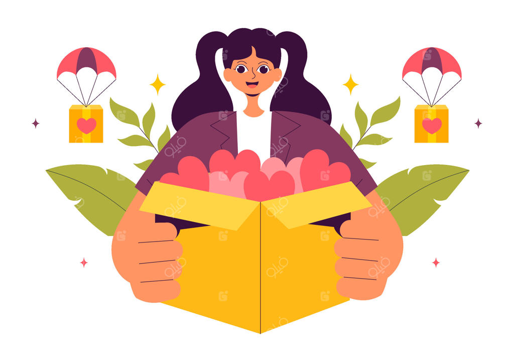 تصویری برای کمپین اهدا با نماد قلب و دستان یاری‌رسان به سبک تخت