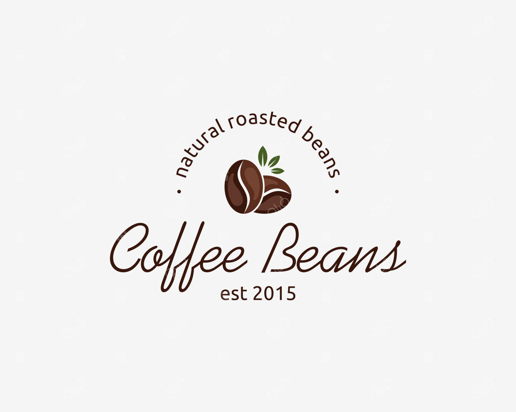 طراحی لوگوی وینتج با تصویرسازی دانه‌های قهوه روبوستا برشته شده برای اسپرسو و کافئین