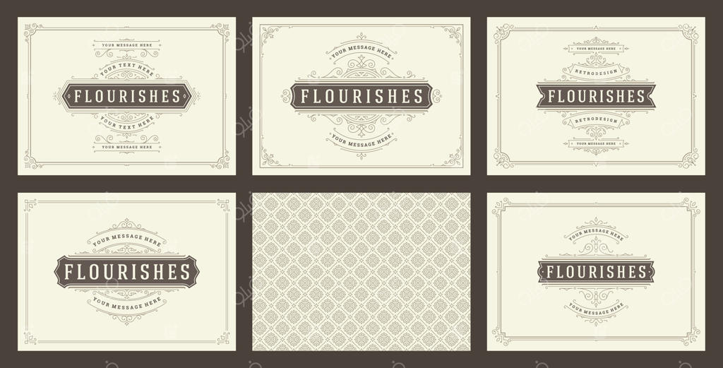 قالب‌های کارت تبریک قدیمی با قاب‌های شیک و پس‌زمینه الگوهای جذاب