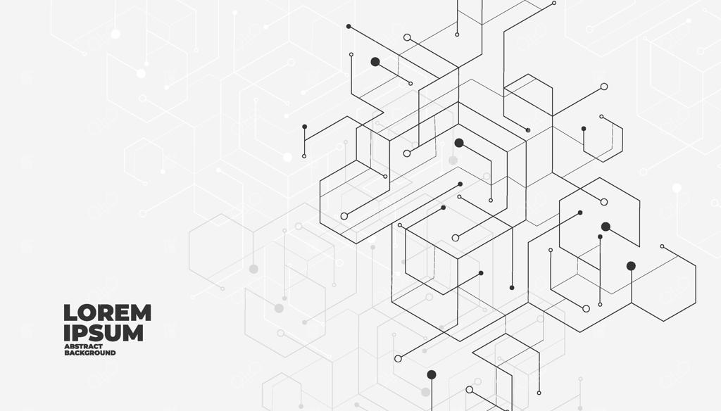 طرح وکتور پس‌زمینه با اشکال هندسی و انتزاعی به رنگ سفید و طوسی