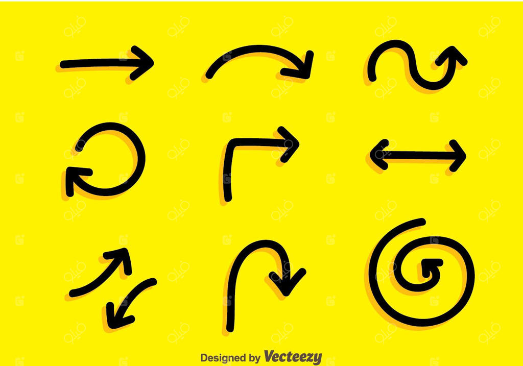 مجموعه وکتور پیکان‌های سیاه