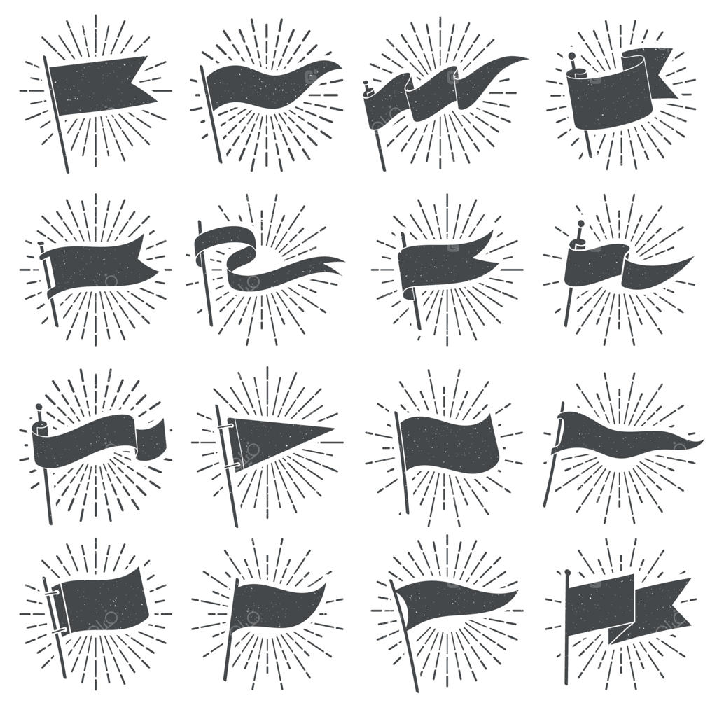 پرچم‌های سایه‌دار: مجموعه‌ای از پرچم‌های قدیمی و پاره و پرچم‌های نمایشی کلاسیک در سبک گرانج