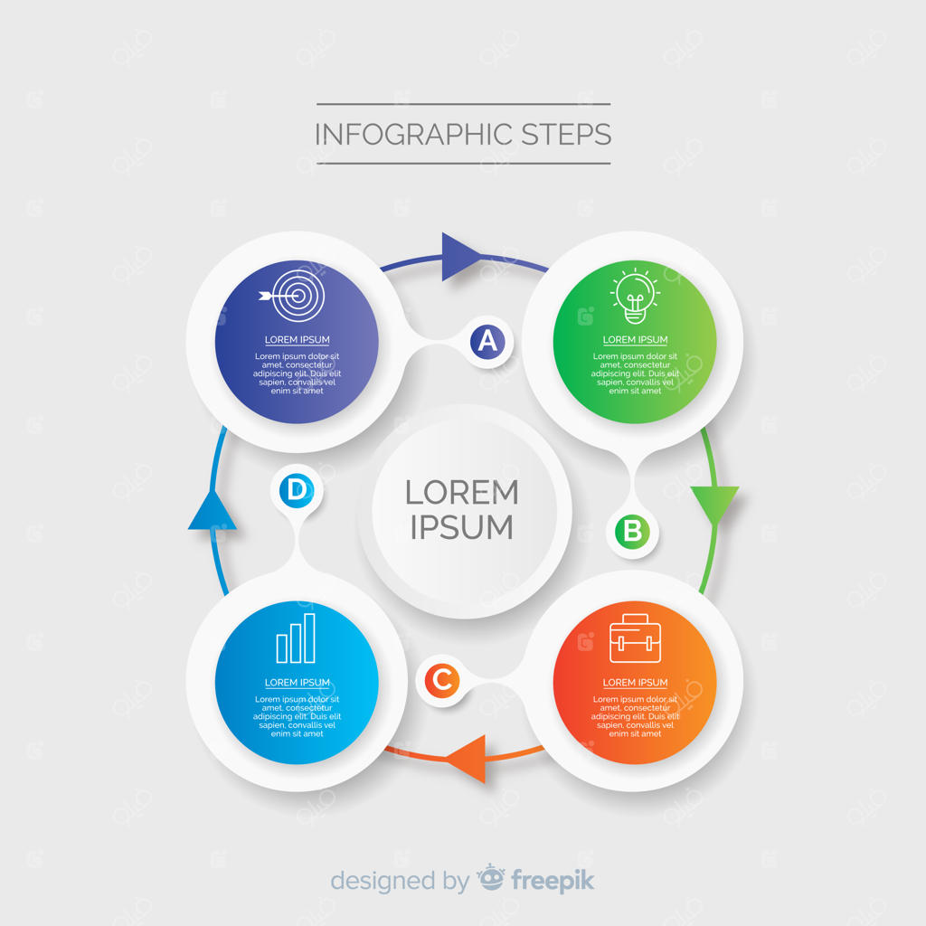 پترن اینفوگرافیک گرادیانی با مراحل