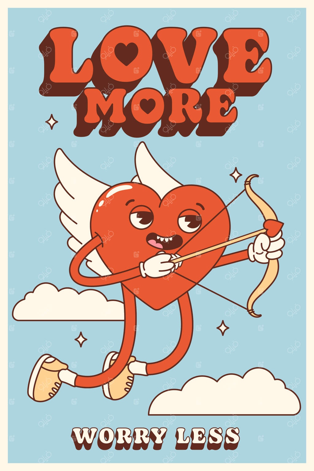 پوستر کلاسیک و جذاب با قلب و زمینه انتزاعی. روز ولنتاین مبارک.