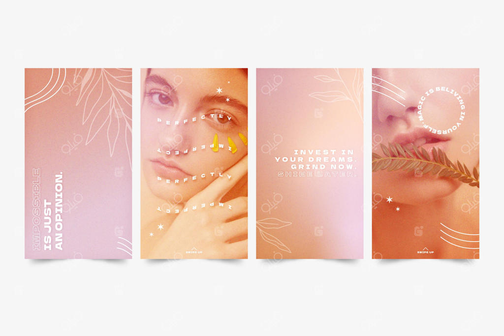 مجموعه استوری‌های اینستاگرام با نقل‌ قول‌های انگیزشی و گرادینت