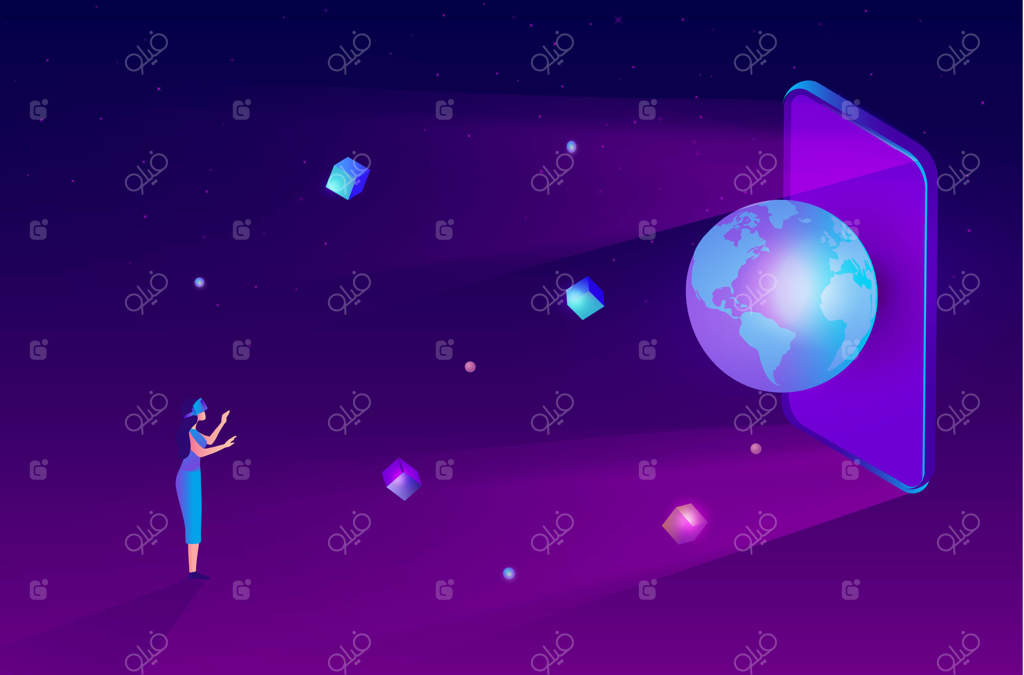 زنی با عینک واقعیت مجازی تجربه سه‌بعدی در دنیای متاورس دارد