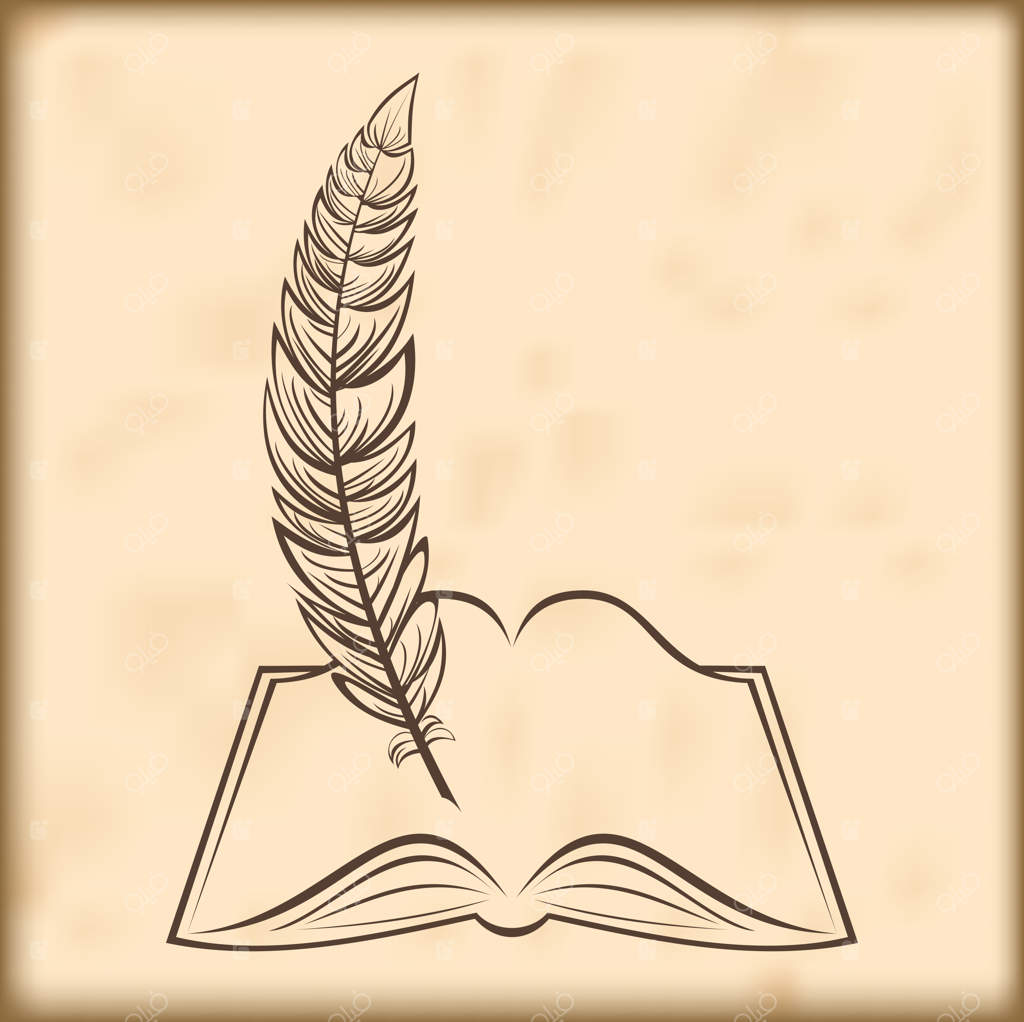 کتاب باز و قلم پر (تصویر برداری)