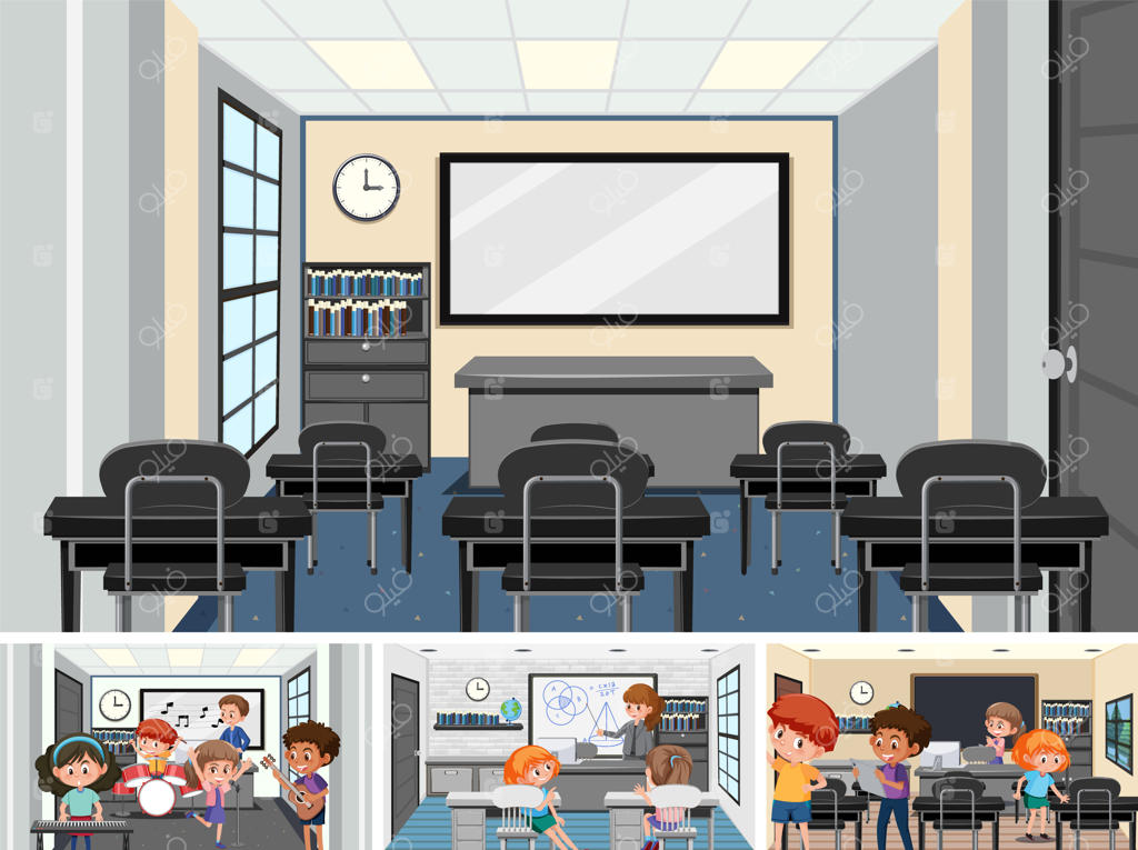 جمع دانش‌آموزان در صحنه کلاس درس