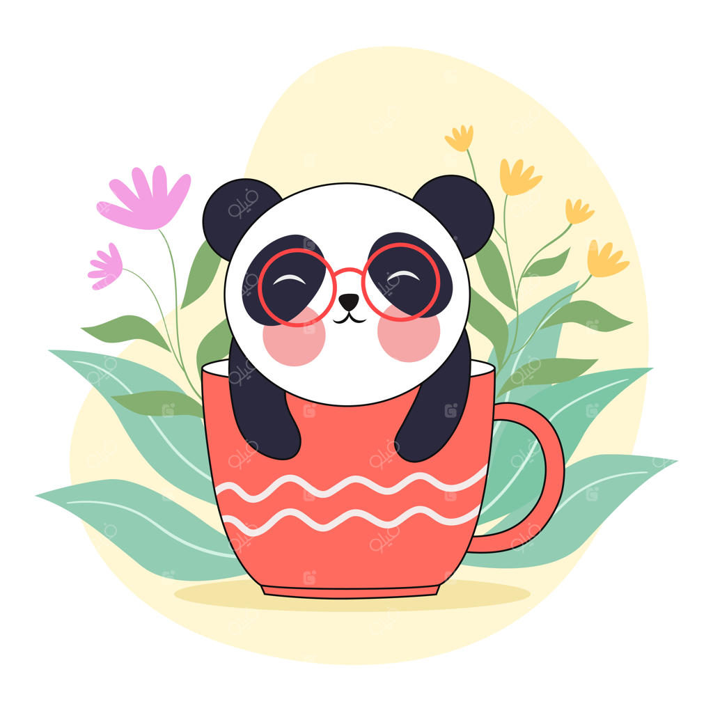 پاندا در فنجان قهوه نشسته است