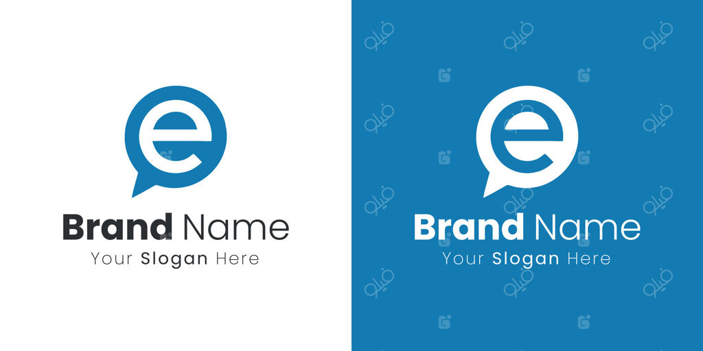 طراحی خلاقانه و نوآورانه لوگو با حرف e و پس‌زمینه سفید