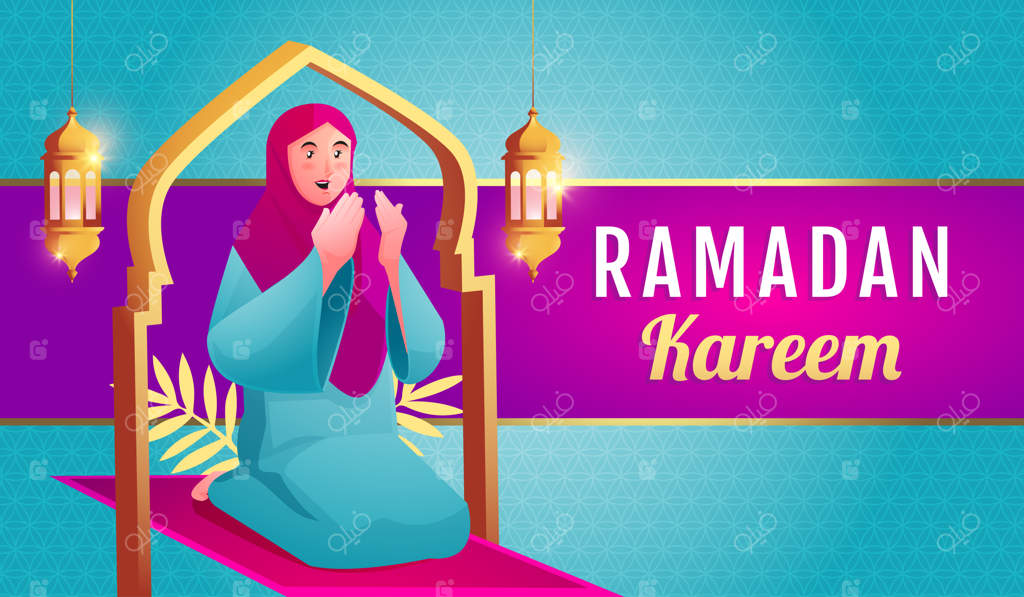 زن مسلمان برای استقبال از ماه مبارک رمضان دعا می‌کند