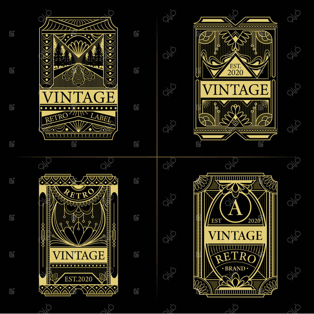 مجموعه برچسب‌های دکو هنری وینتیج