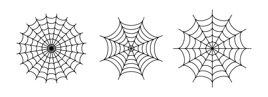 مجموعه تار عنکبوت با خطوط سیاه. مجموعه‌ای ساده از شبکه‌های عنکبوتی. عناصر قاب و حاشیه برای بنر، پوستر و تزئینات هالووین. بسته‌ای از شبکه‌ مرموز و پیچیده برای هالووین.