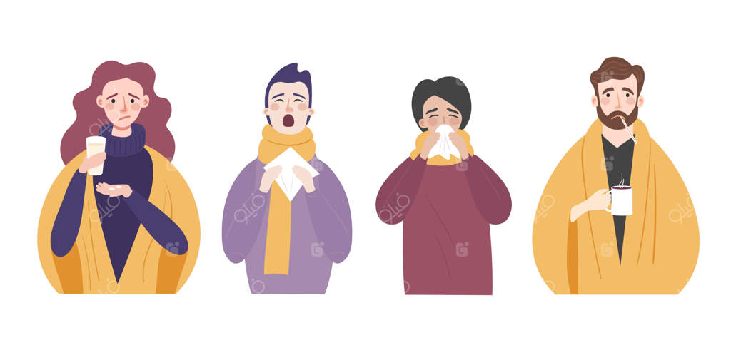 افرادی با علائم سرماخوردگی یا آنفلوانزا: شخصیت‌هایی با آبریزش بینی، سرفه، تب و عطسه