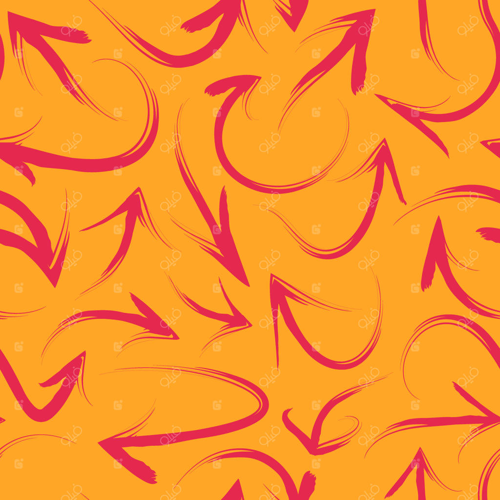 پروژه‌های طراحی پارچه با پترن پیکان‌ها: خطوط منحنی زبر با پیکان‌های رنگارنگ و قالب وکتور جذاب