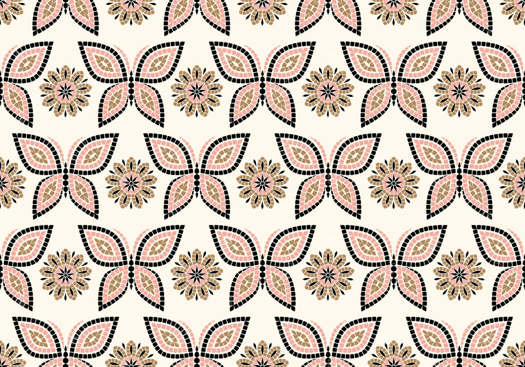 طرح با گل موزاییکی و پروانه موزاییکی