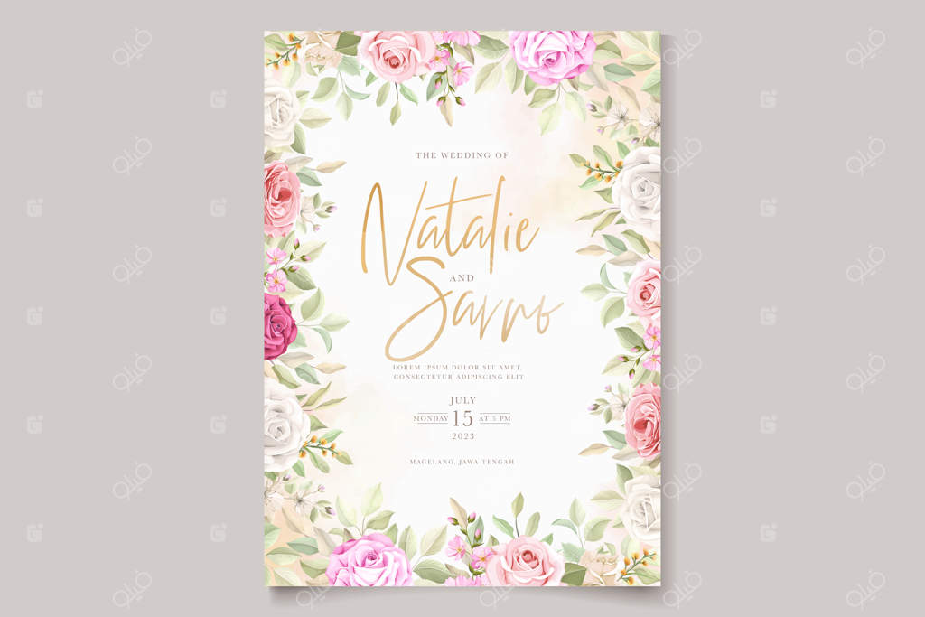 مجموعه کارت دعوت با طرح دستی گل‌های رز