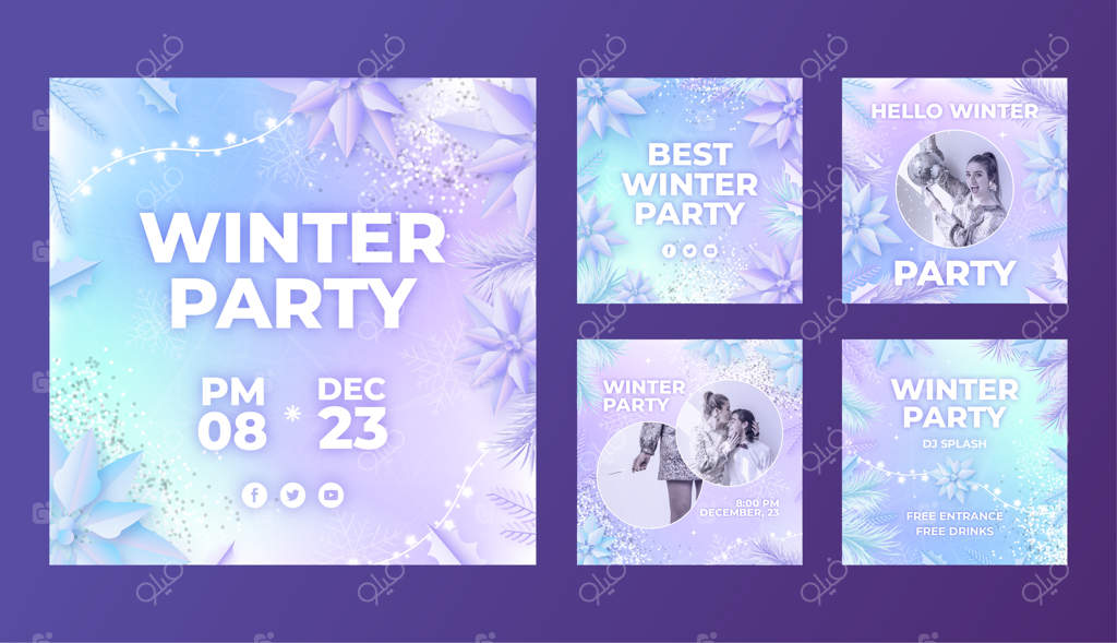 پست اینستاگرام مهمانی زمستانی با شیب رنگی