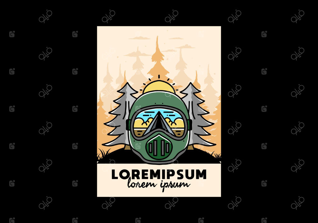 کلاه ایمنی مخصوص دوچرخه‌سواری در کنار یک درخت کاج