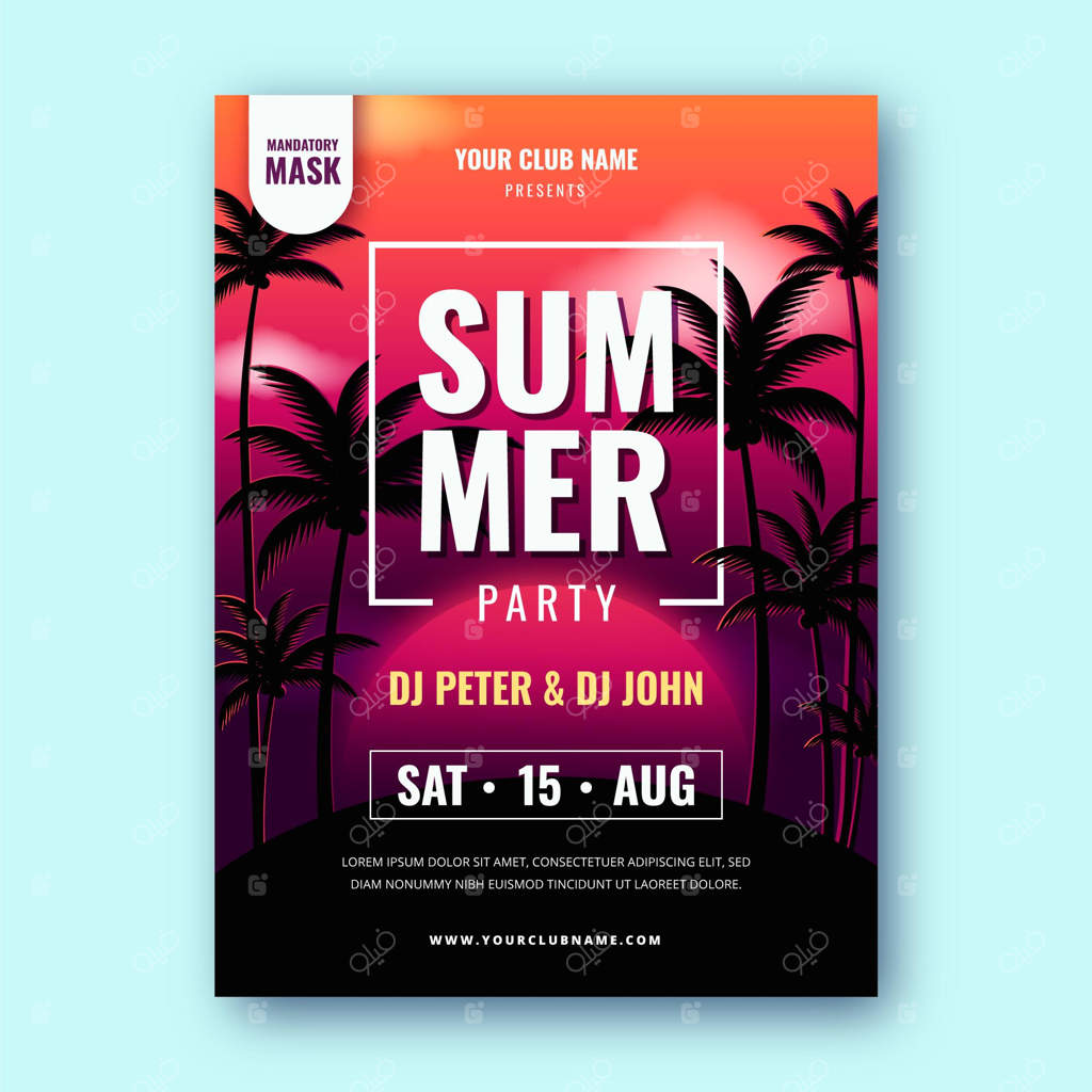 قالب پوستر عمودی برای مهمانی تابستانی واقعی