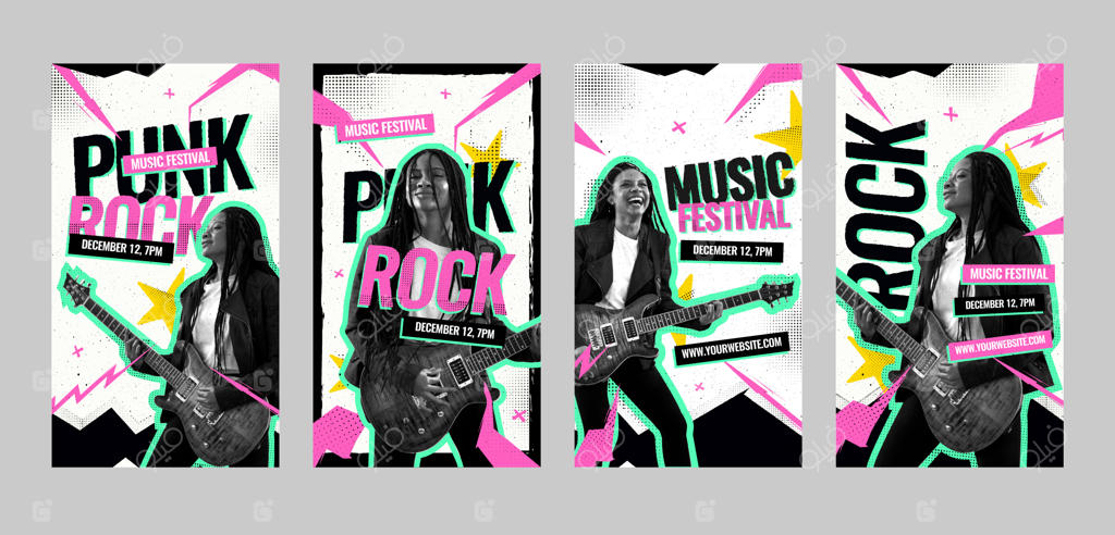 داستان‌های اینستاگرام جشنواره موسیقی با طراحی دستی