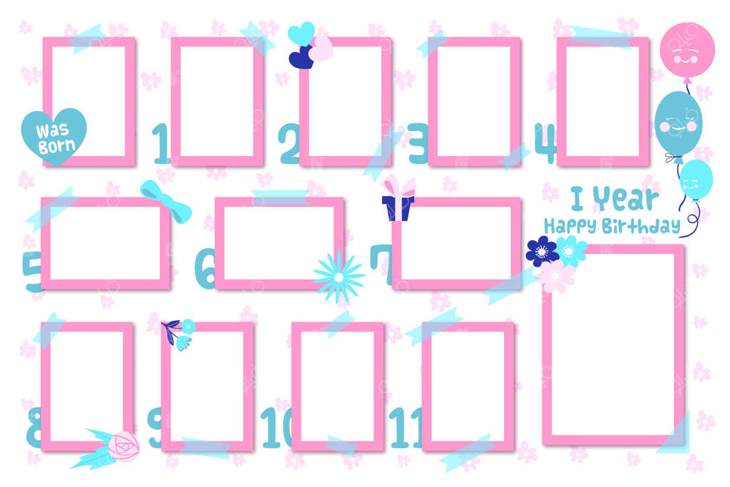 مجموعه قاب تخت برای کلاژ تولد