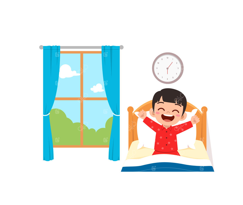 بچه کوچولو صبح از خواب بیدار می‌شود