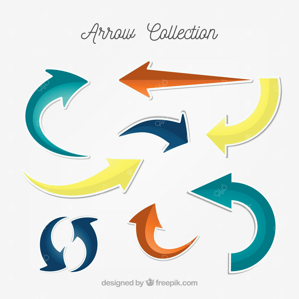 برچسب‌های فلش در رنگ‌های متنوع