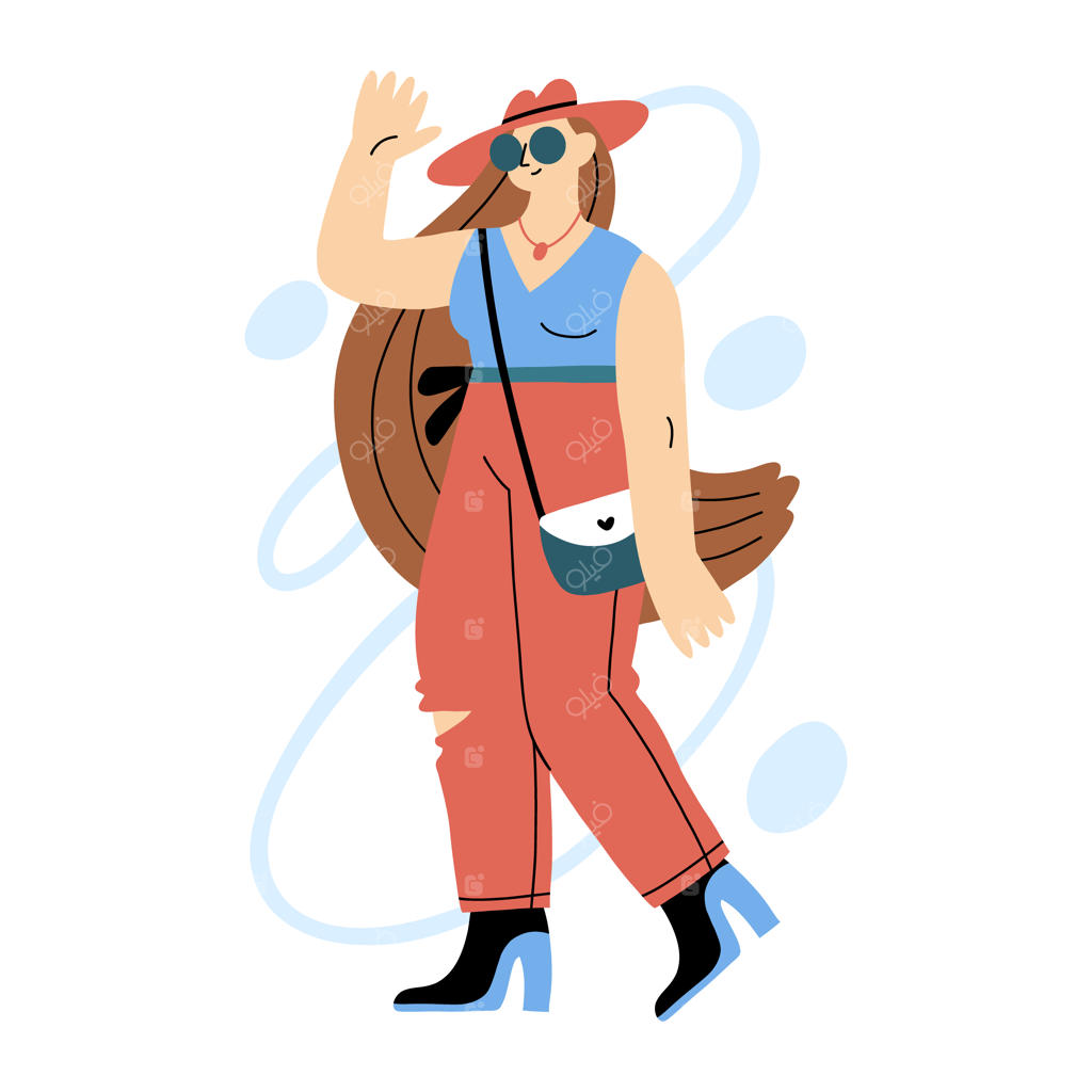 دختر جوان در حال قدم زدن و دست تکان دادن