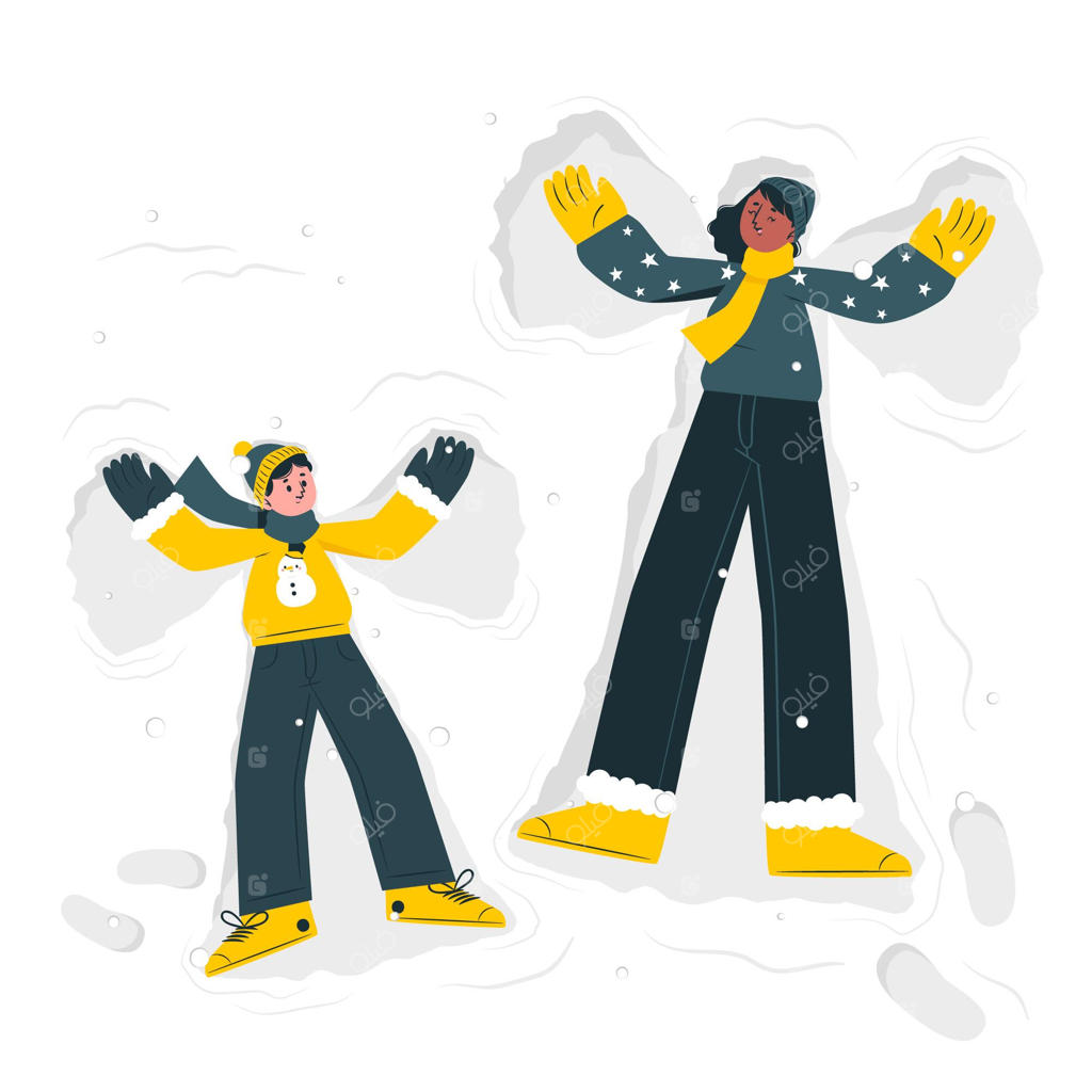 تصویرسازی مفهومی درست کردن فرشته برفی