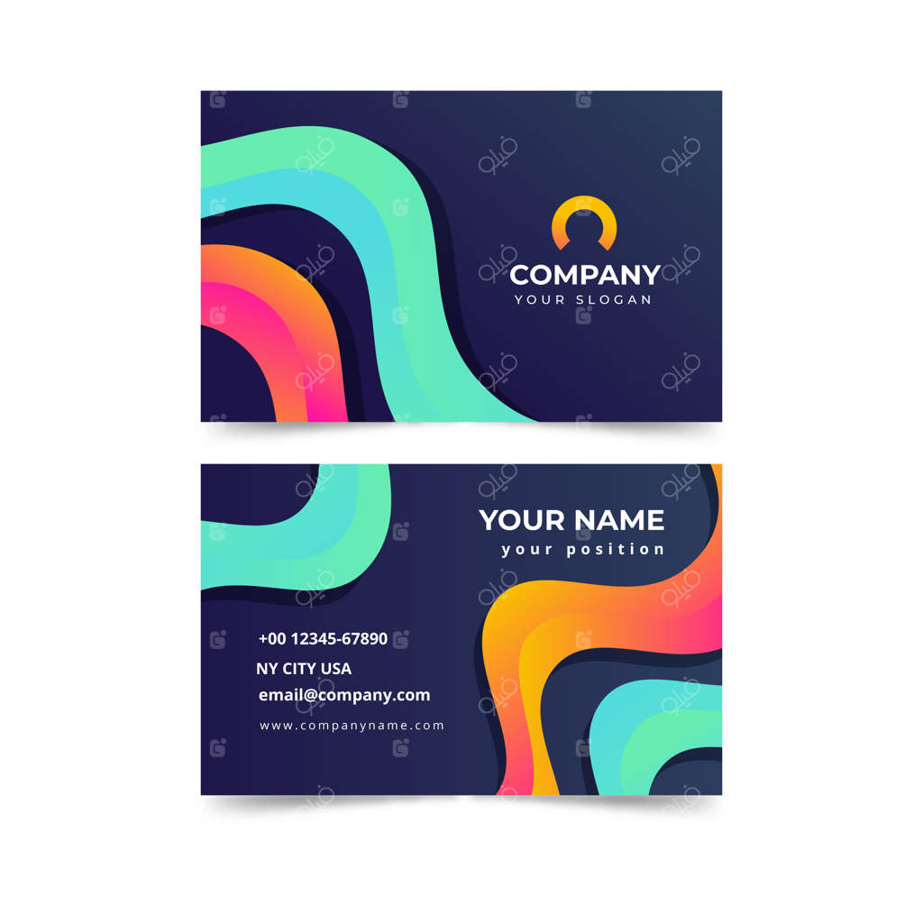 قالب کارت ویزیت انتزاعی و رنگارنگ