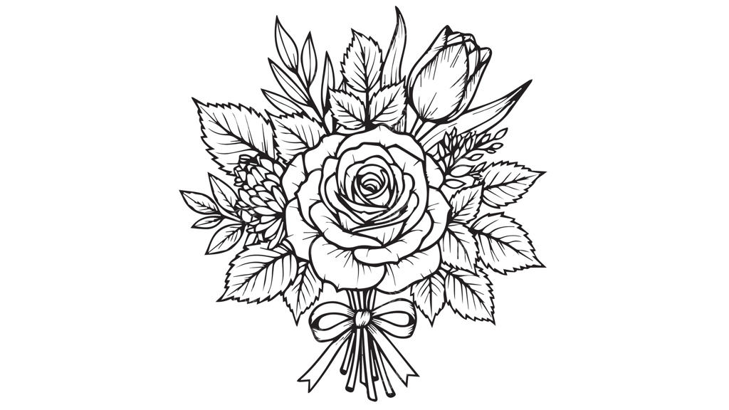تصویرسازی گل به سبک قدیمی و سیاه و سفید