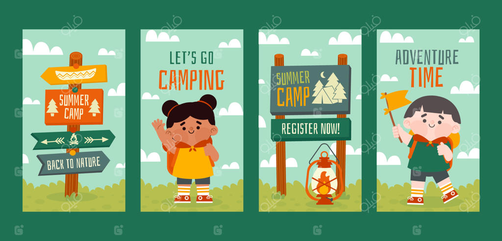 مجموعه استوری‌های اینستاگرام کمپینگ تابستانه جذاب